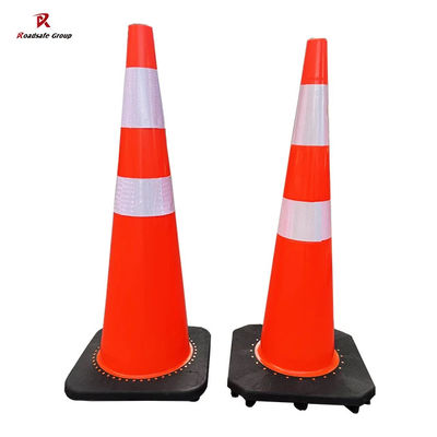 quality PVC avvertimento sicurezza stradale coni di traffico coni di sicurezza riflettenti base nera 36 pollici factory